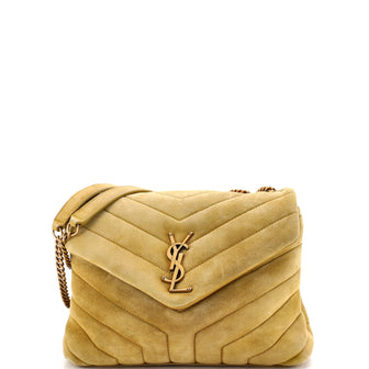 Saint Laurent Loulou Shoulder Bag Matelasse Chevron Suede Small
