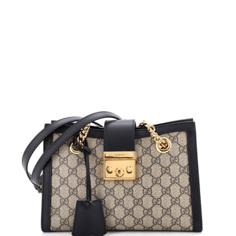 Gucci Padlock Chain Tote GG Coated Canvas with Leather Small