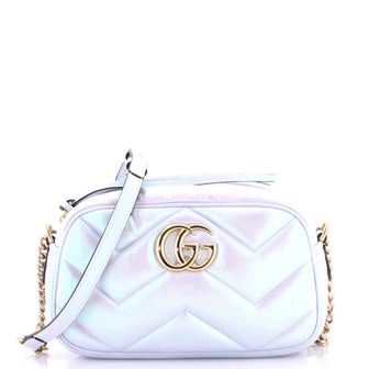 Gucci GG Marmont Shoulder Bag Chevron Iridescent Leather Small