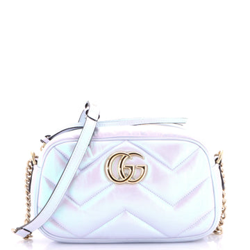 Gucci GG Marmont Shoulder Bag Chevron Iridescent Leather Small