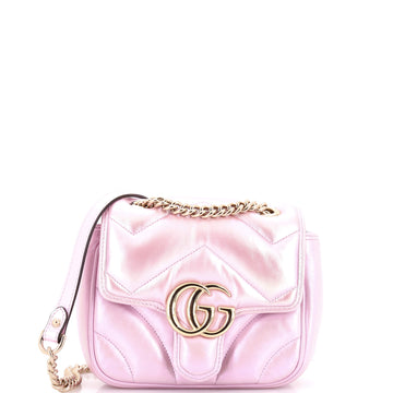 Gucci GG Marmont Square Flap Bag Chevron Iridescent Leather Mini