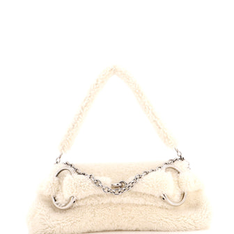 Gucci Horsebit Chain Shoulder Bag Shearling Medium