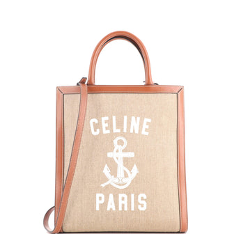 Celine Vertical Cabas Tote Printed Canvas and Leather Small