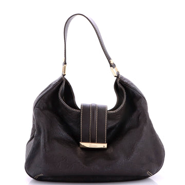 Gucci New Ladies Web Hobo Guccissima Leather Medium