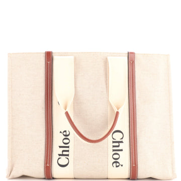 Chloe Woody Tote Canvas with Leather Large