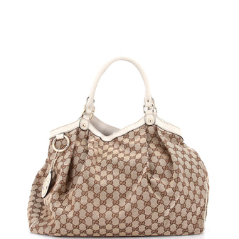 Gucci Sukey Tote GG Canvas with Leather Large