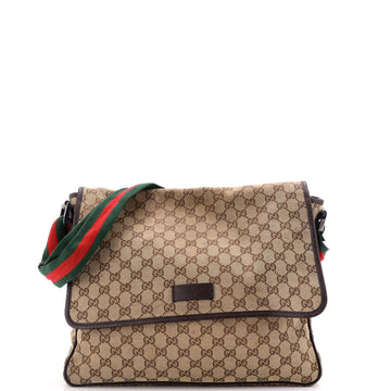 Gucci Web Strap Flap Messenger GG Canvas Medium