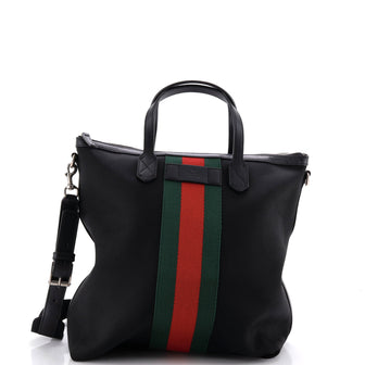 Gucci Web Zip Tote Techno Canvas Medium