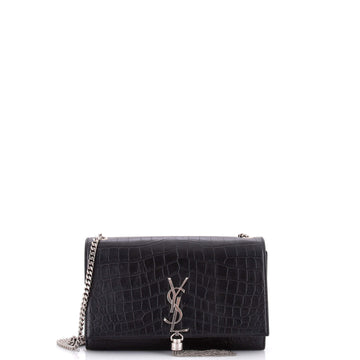 Saint Laurent Classic Monogram Tassel Crossbody Bag Crocodile Embossed Leather Medium