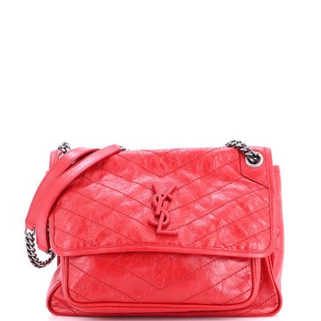 Saint Laurent Niki Chain Flap Bag Matelasse Chevron Leather Medium