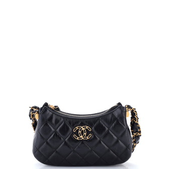 Chanel 19 Zip Hobo Clutch with Chain Quilted Aged Calfskin