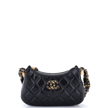 Chanel 19 Zip Hobo Clutch with Chain Quilted Aged Calfskin