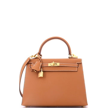 Hermes Kelly Handbag Brown Epsom with Gold Hardware 25