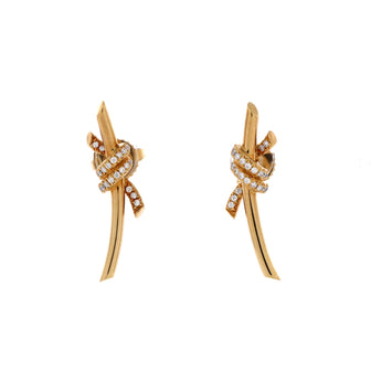 Tiffany & Co. Knot Stud Earrings 18K Yellow Gold with Diamonds