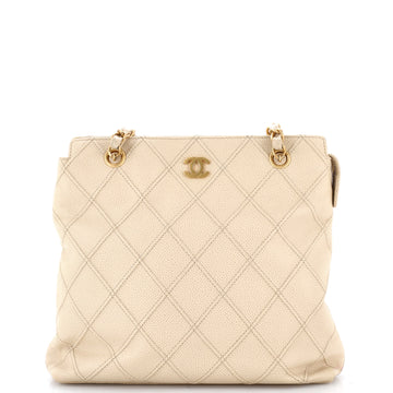 Chanel Vintage Zipped Chain Tote Quilted Caviar Medium