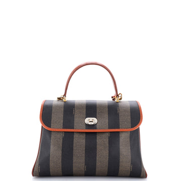 Fendi Convertible Pequin Top Handle Tote Coated Canvas with Leather Medium