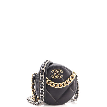 Chanel 19 Round Clutch with Chain Quilted Leather