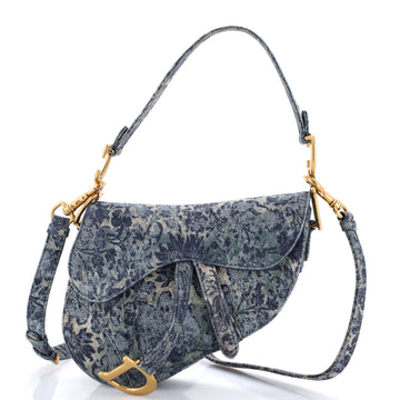 Christian Dior Saddle Handbag Printed Denim Medium