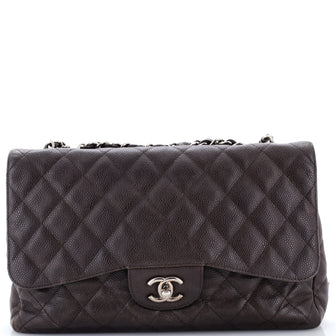 Chanel Classic Single Flap Bag Quilted Caviar Jumbo