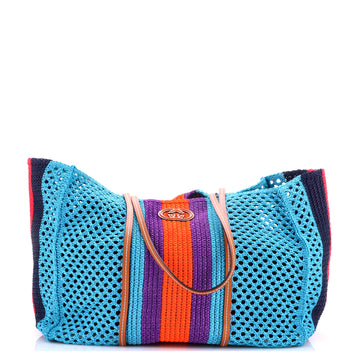 Gucci Interlocking G Web Tote Raffia with Leather Medium