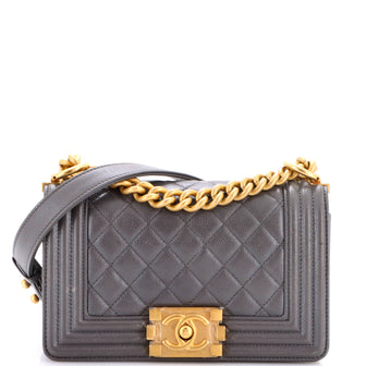 Chanel Boy Flap Bag Quilted Caviar Small