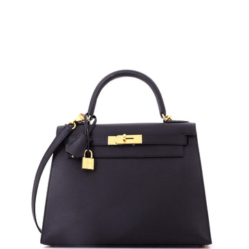 Hermes Kelly Handbag Black Epsom with Gold Hardware 28