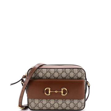 Gucci Horsebit 1955 Flap Pocket Camera Bag GG Coated Canvas and Leather Small