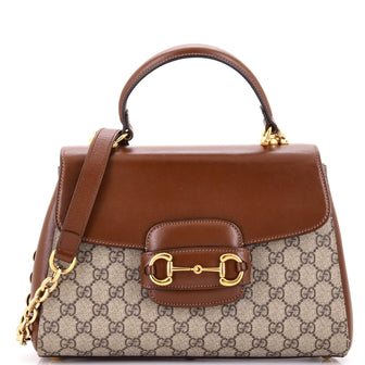 Gucci Horsebit 1955 Top Handle Flap Bag GG Coated Canvas and Leather Medium