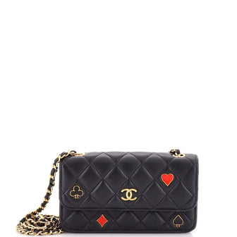 Chanel Coco Casino Flap Phone Holder with Chain Quilted Lambskin