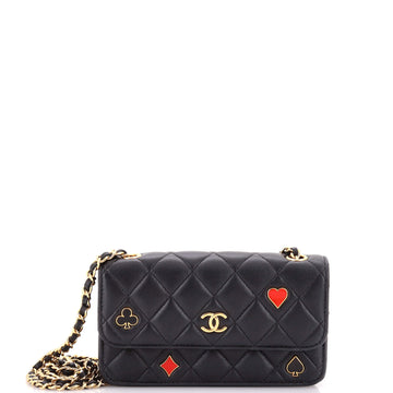 Chanel Coco Casino Flap Phone Holder with Chain Quilted Lambskin