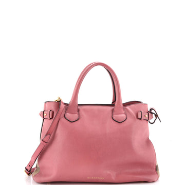 Burberry Banner Tote Leather and House Check Canvas Medium