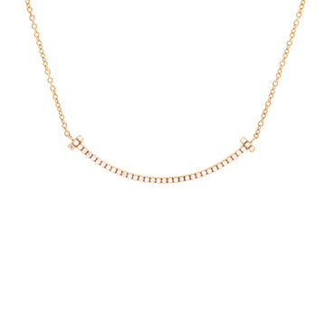 Tiffany & Co. T Smile Pendant Necklace 18K Rose Gold with Diamonds Small