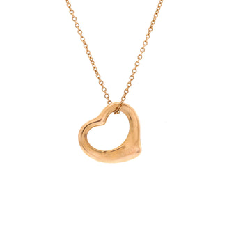 Tiffany & Co. Elsa Peretti Open Heart Pendant Necklace 18K Rose Gold 16mm