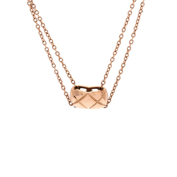 Chanel Coco Crush Double Chain Pendant Necklace 18K Rose Gold