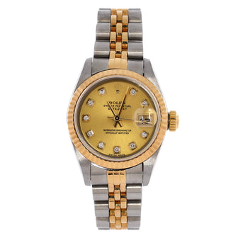 Rolex Oyster Perpetual Datejust Automatic Watch Stainless Steel and Yellow Gold with Diamond Markers 26