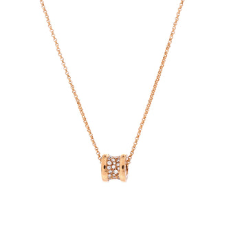 Bvlgari B.Zero1 Pendant Necklace 18K Rose Gold with Pave Diamonds Mini
