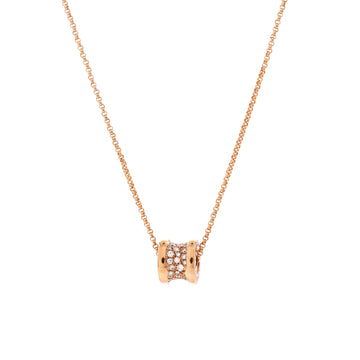 Bvlgari B.Zero1 Pendant Necklace 18K Rose Gold with Pave Diamonds Mini