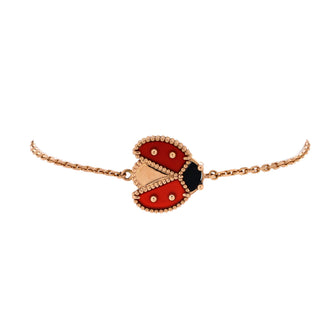 Van Cleef & Arpels Lucky Spring Open Wings Ladybug Bracelet 18K Rose Gold with Carnelian and Onyx