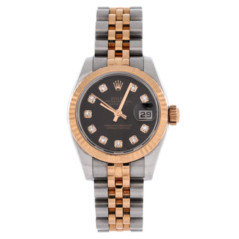Rolex Oyster Perpetual Datejust Automatic Watch Stainless Steel and Rose Gold with Diamond Markers 26