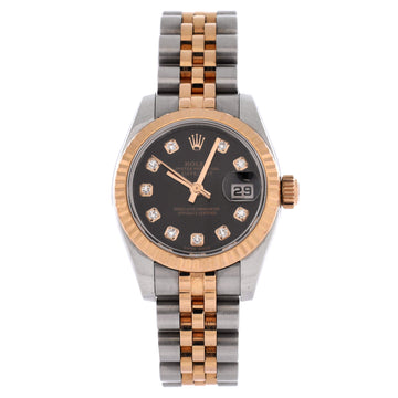 Rolex Oyster Perpetual Datejust Automatic Watch Stainless Steel and Rose Gold with Diamond Markers 26