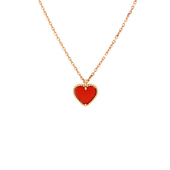 Van Cleef & Arpels Sweet Alhambra Heart Pendant Necklace 18K Rose Gold and Carnelian