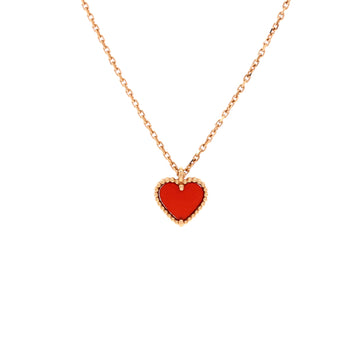 Van Cleef & Arpels Sweet Alhambra Heart Pendant Necklace 18K Rose Gold and Carnelian
