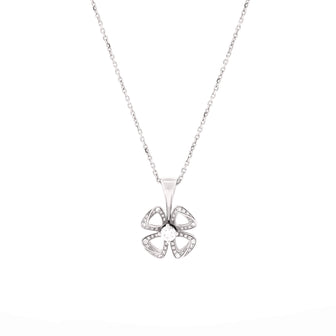 Bvlgari Fiorever Pendant Necklace 18K White Gold with Diamonds