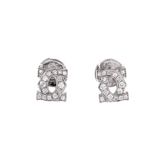 Cartier Entrelaces C de Cartier Stud Earrings 18K White Gold with Pave Diamonds