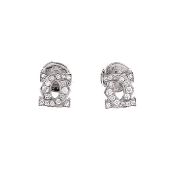 Cartier Entrelaces C de Cartier Stud Earrings 18K White Gold with Pave Diamonds