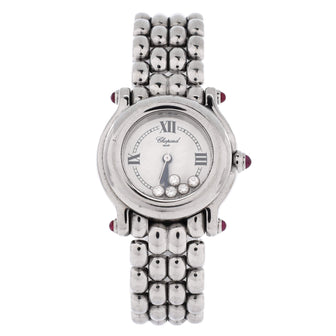 Chopard Happy Sport Classic Round Quartz Watch Stainless Steel with Floating Diamonds 26
