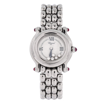 Chopard Happy Sport Classic Round Quartz Watch Stainless Steel with Floating Diamonds 26