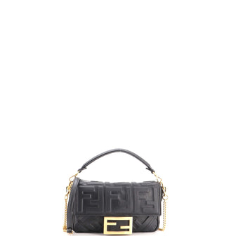 Fendi Baguette NM Bag Zucca Embossed Leather Mini