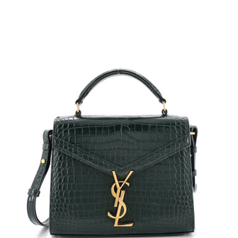 Saint Laurent Cassandra Top Handle Bag Crocodile Embossed Leather Mini