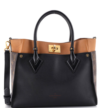 Louis Vuitton On My Side Tote Leather with Monogram Canvas MM